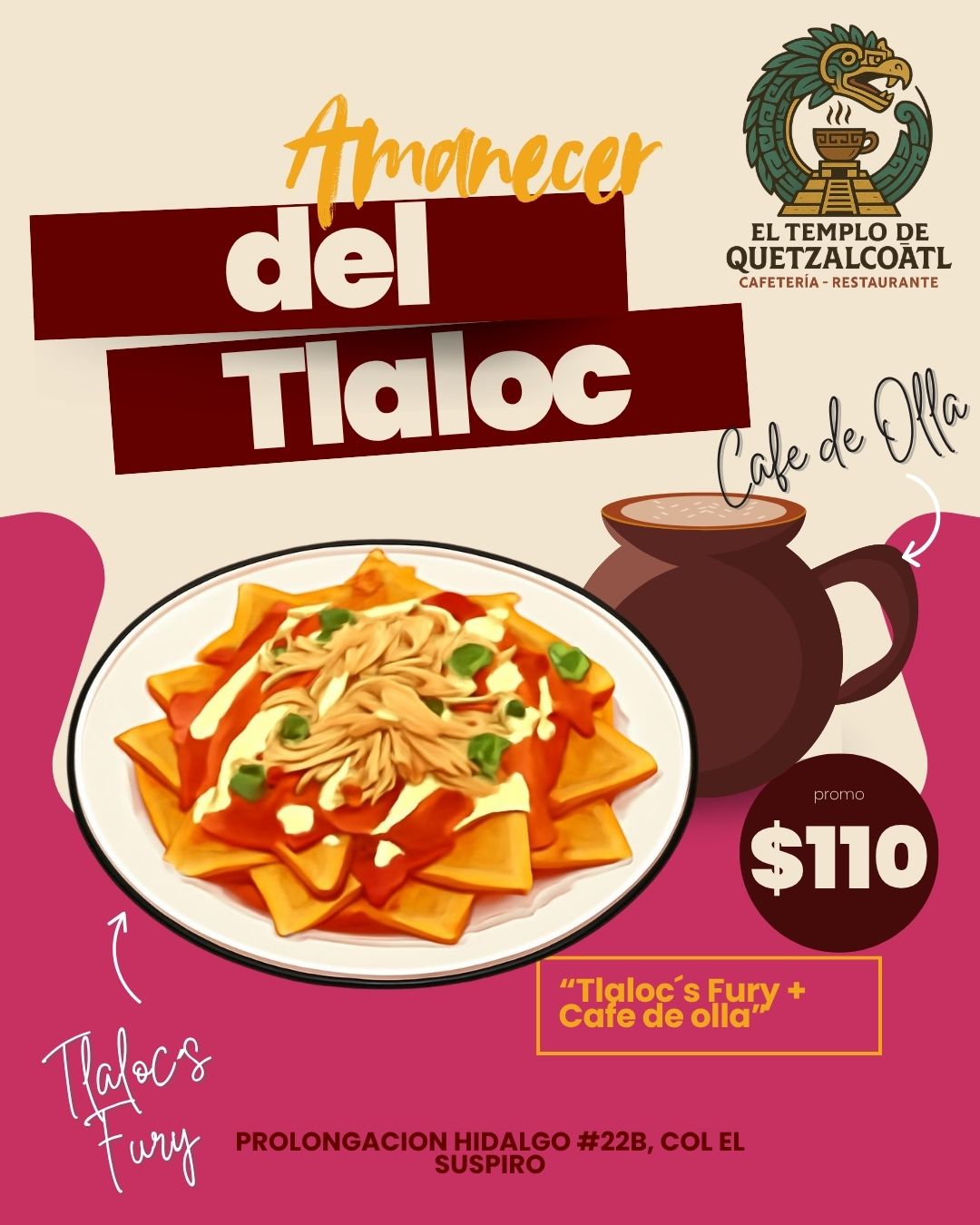Amanecer del Tláloc: Tláloc's Fury y café de olla por 110 pesos